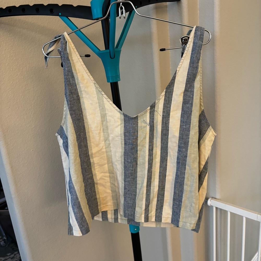 UpWest Blue and Cream Striped Crop Top - Picture 2 of 7